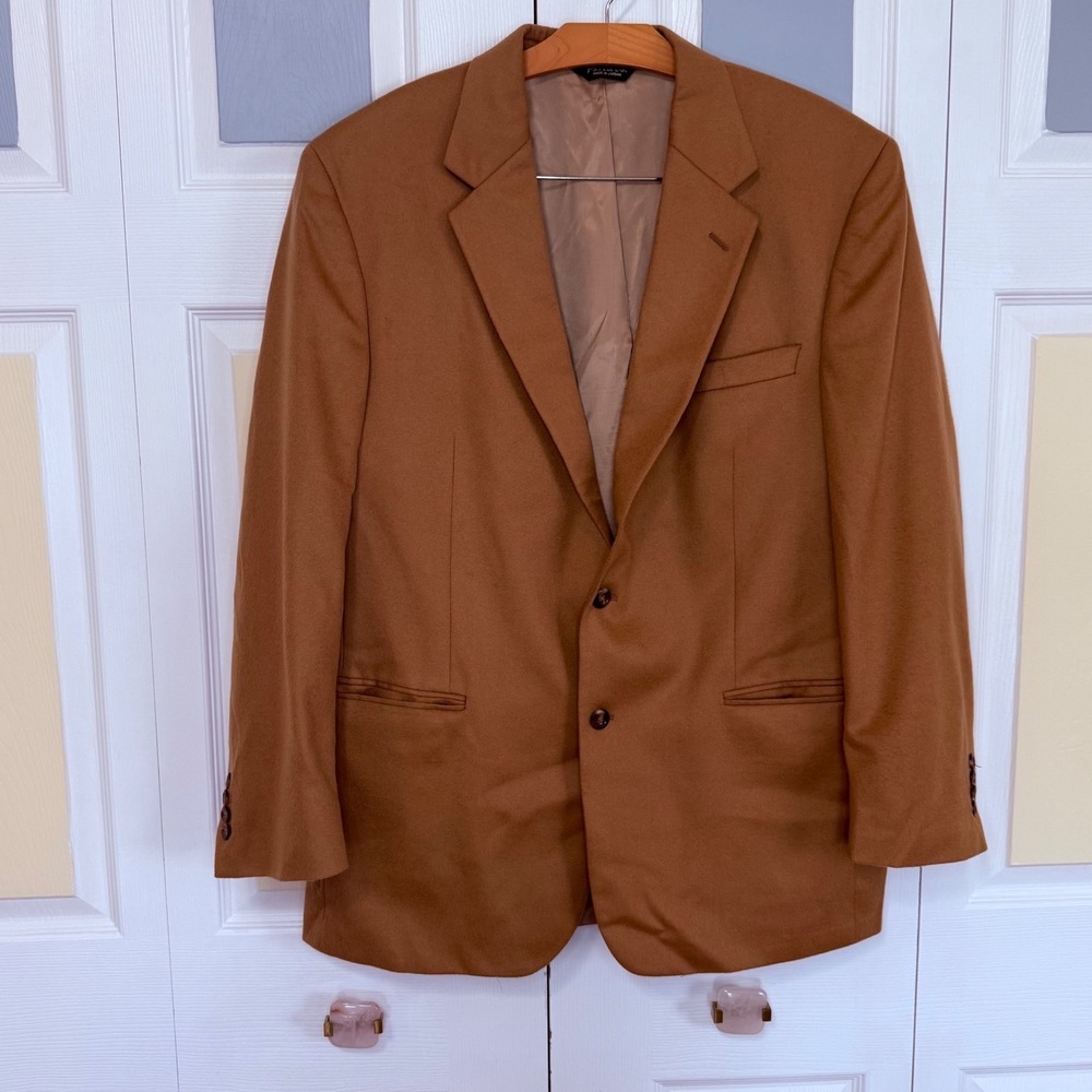 Jos. A. Bank Mens 44R 100% Cashmere Camel Sportcoat Blazer Tan 2-Button SC71046